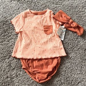 NWT Cat & Jack baby girl ribbed 3 piece set